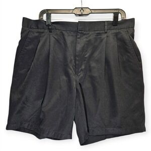 Greg Norman Collection 7" Golf Shorts Pleated Mens Size‎ 36 Black Solid Preppy